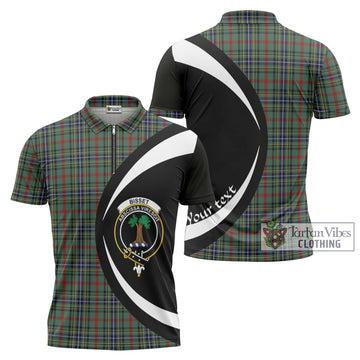 Bisset Tartan Zipper Polo Shirt with Family Crest Circle Style Unisex - Tartan Vibes Clothing