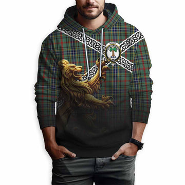 Bisset Crest Tartan Hoodie with Golden Lion Emblem Celtic Style Pullover Hoodie - Tartan Vibes Clothing