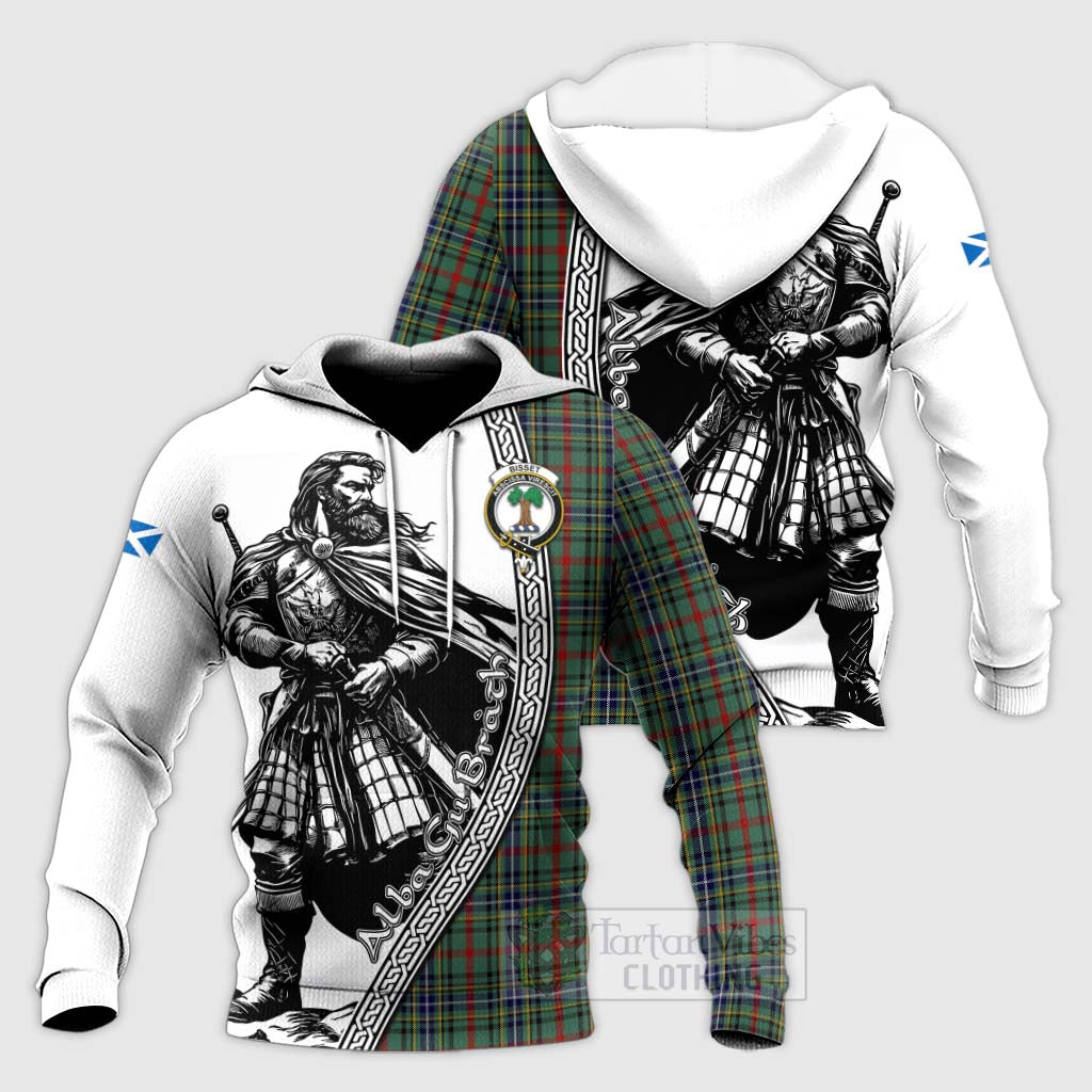 Bisset Tartan Clan Crest Knitted Hoodie with Highlander Warrior Celtic Style Unisex Knitted Pullover Hoodie - Tartan Vibes Clothing