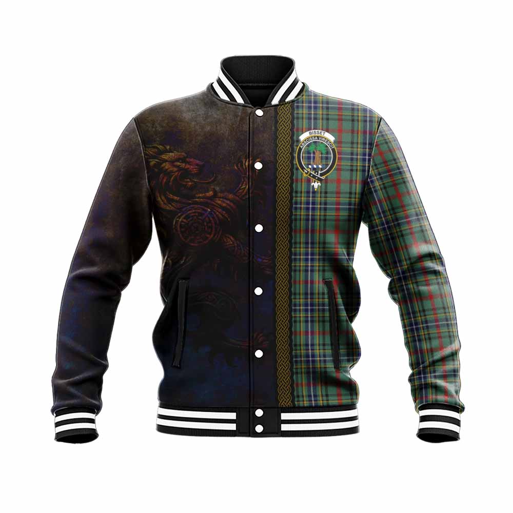 Bisset Tartan Family Crest Baseball Jacket Alba Gu Brath Be Brave Lion Ancient Style Unisex - Tartan Vibes Clothing