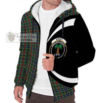 Bisset Tartan Sherpa Hoodie with Family Crest Circle Style Unisex S - Tartan Vibes Clothing