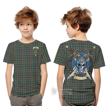Bisset Tartan Kid T-Shirt with Family Crest Celtic Skull Style Youth XL Size14 - Tartan Vibes Clothing