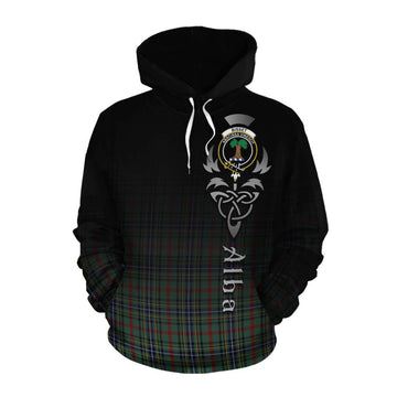Tartan Vibes Clothing Bisset Tartan Cotton Hoodie Featuring Alba Gu Brath Family Crest Celtic Inspired