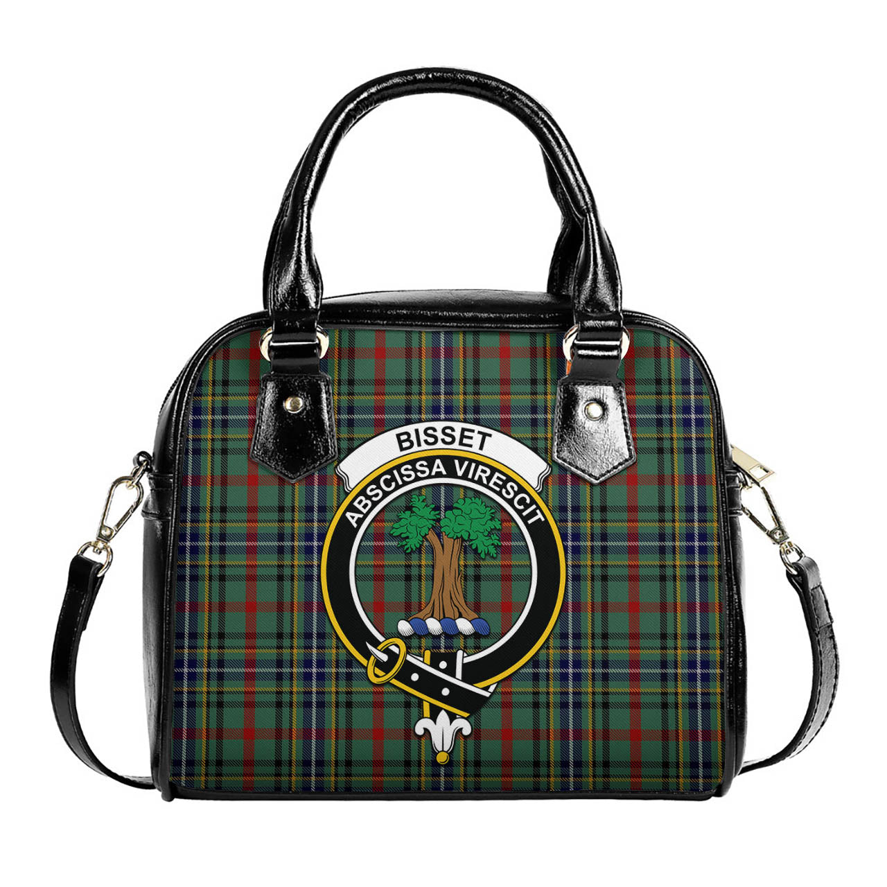 Bisset Tartan Shoulder Handbags with Family Crest One Size 9*21*24 cm (3.54*8.27*9.45 inches) - Tartan Vibes Clothing