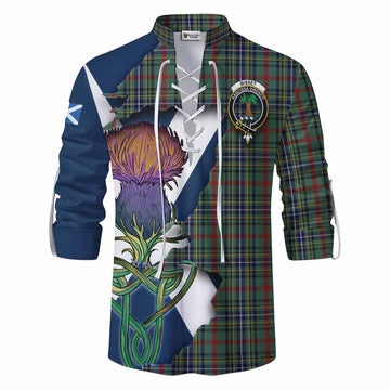 Tartan Vibes Clothing Bisset Tartan Family Crest Ghillie Kilt Shirt Scottish Thistle Celtic Inspired