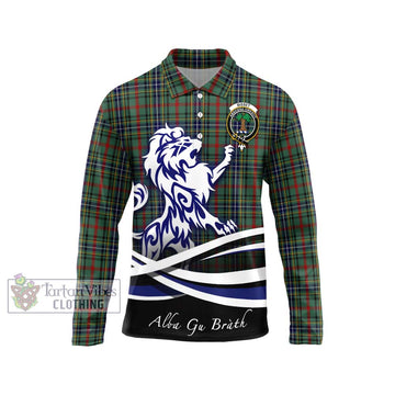 Bisset Tartan Long Sleeve Polo Shirt with Alba Gu Brath Regal Lion Emblem Unisex - Tartan Vibes Clothing