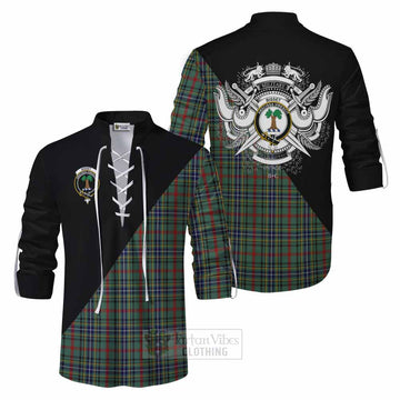 Bisset Tartan Ghillie Kilt Shirt with Family Crest and Military Logo Style Men - Tartan Vibes Clothing