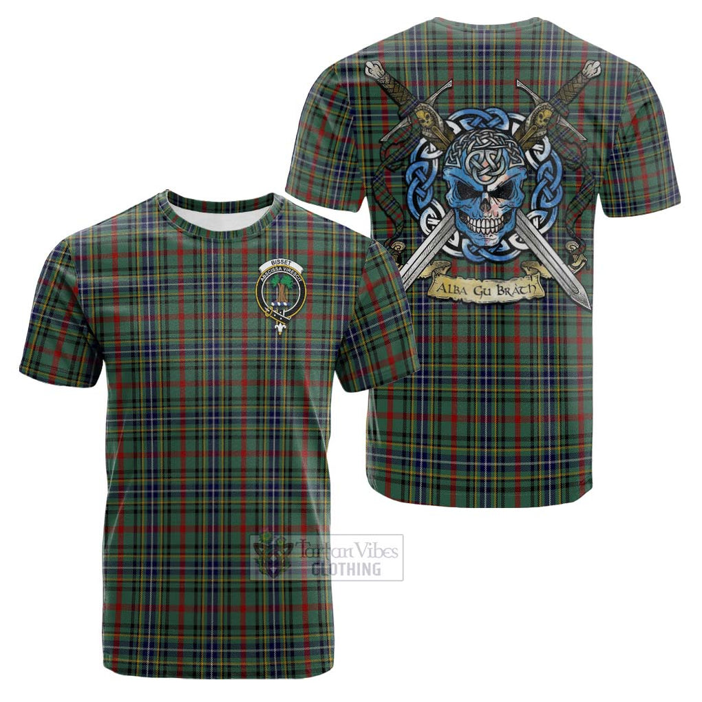 Bisset Tartan Cotton T-shirt with Family Crest Celtic Skull Style Kid's Shirt - Tartan Vibes Clothing