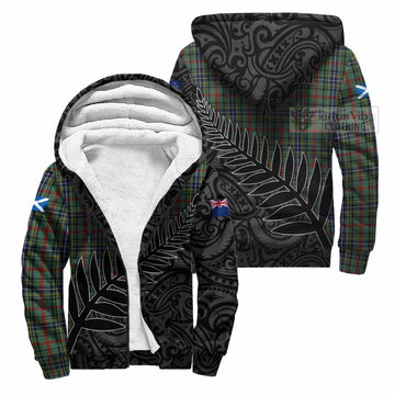 Bisset Crest Tartan Sherpa Hoodie with New Zealand Silver Fern Half Style Unisex S - Tartan Vibes Clothing