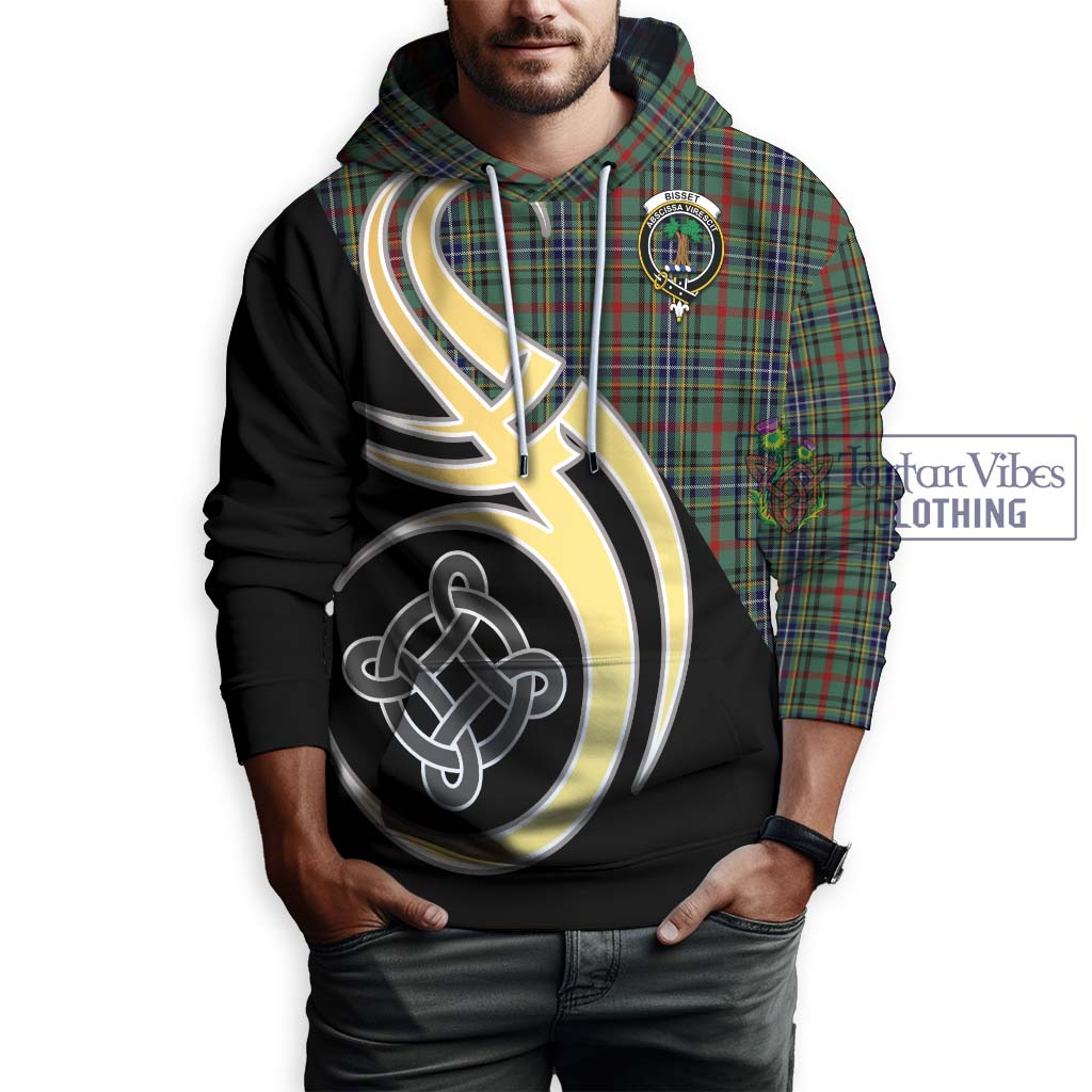 Bisset Tartan Hoodie with Family Crest and Celtic Symbol Style Zip Hoodie - Tartan Vibes Clothing
