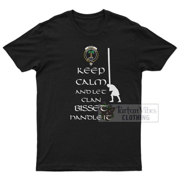 Bisset Clan Men's T-Shirt: Keep Calm and Let the Clan Handle It Caber Toss Highland Games Style White - 2D-tartanvibesclothing