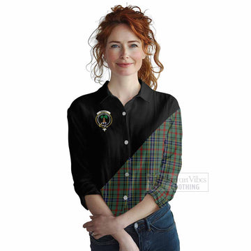 Bisset Tartan Women's Casual Shirt with Family Crest and Military Logo Style Female - Tartan Vibes Clothing