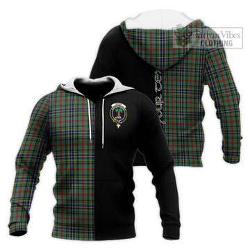 Bisset Tartan Knitted Hoodie with Family Crest and Half Of Me Style Unisex Knitted Pullover Hoodie - Tartan Vibes Clothing