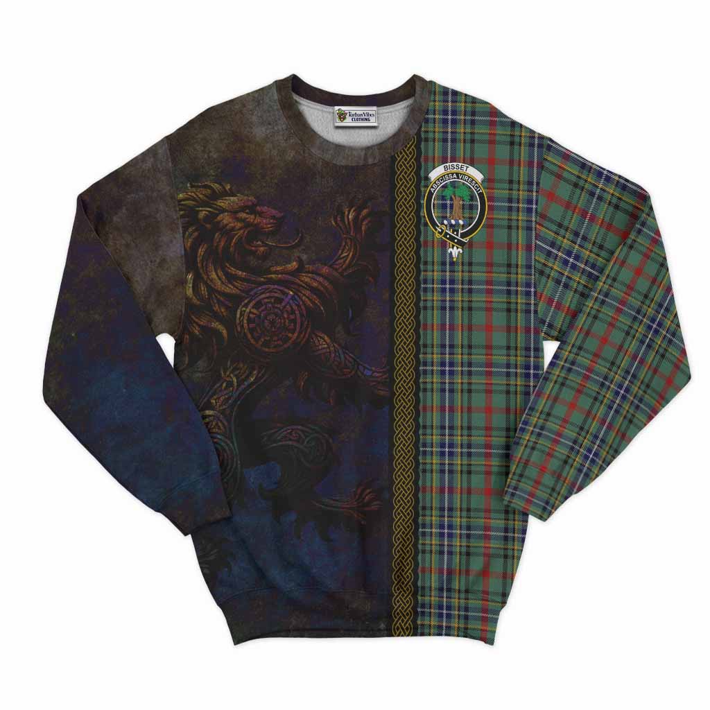 Bisset Tartan Family Crest Sweatshirt Alba Gu Brath Be Brave Lion Ancient Style Unisex - Tartan Vibes Clothing