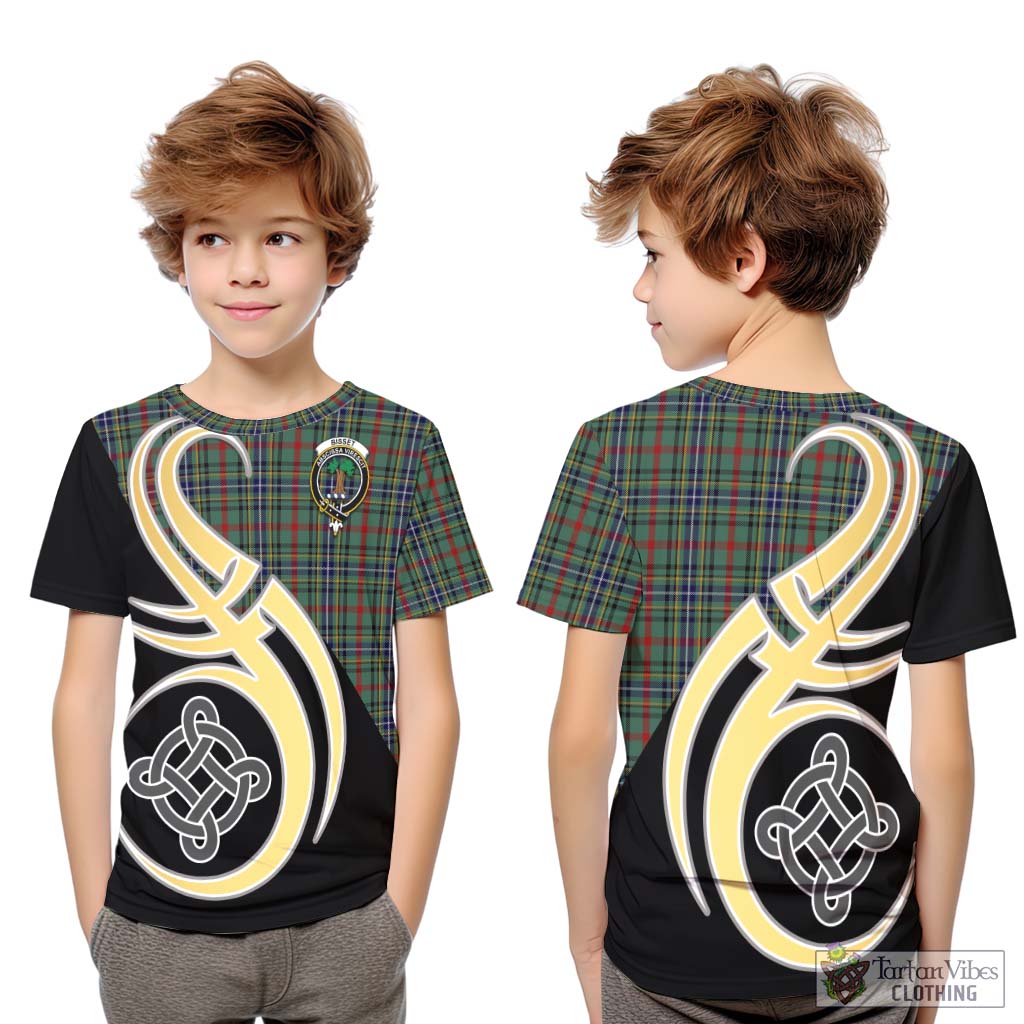 Bisset Tartan Kid T-Shirt with Family Crest and Celtic Symbol Style Youth XL Size14 - Tartan Vibes Clothing