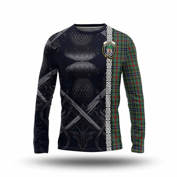 Bisset Tartan Long Sleeve T-Shirt with Family Crest Cross Sword Thistle Celtic Vibes Unisex - Tartan Vibes Clothing