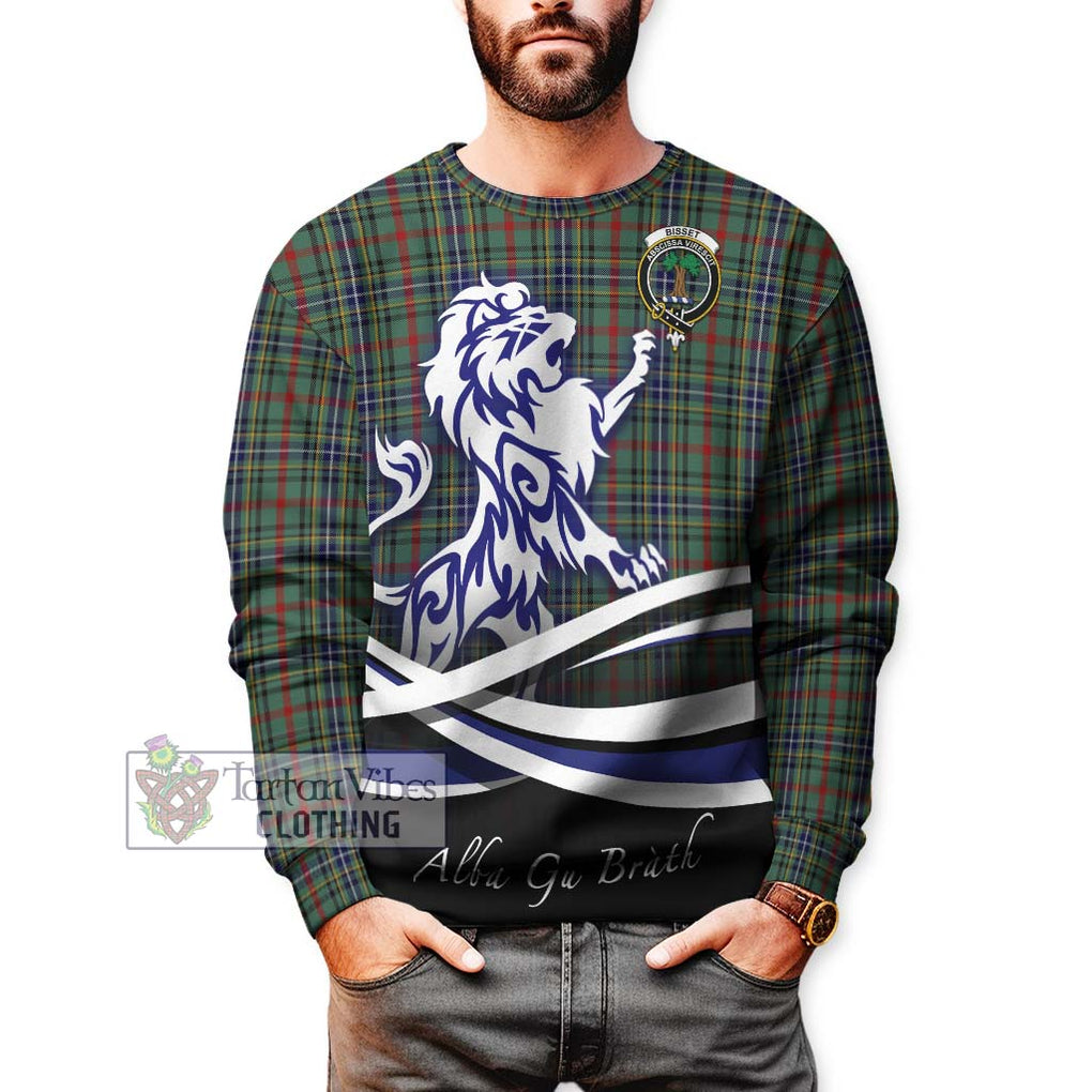 Bisset Tartan Sweatshirt with Alba Gu Brath Regal Lion Emblem Unisex - Tartan Vibes Clothing