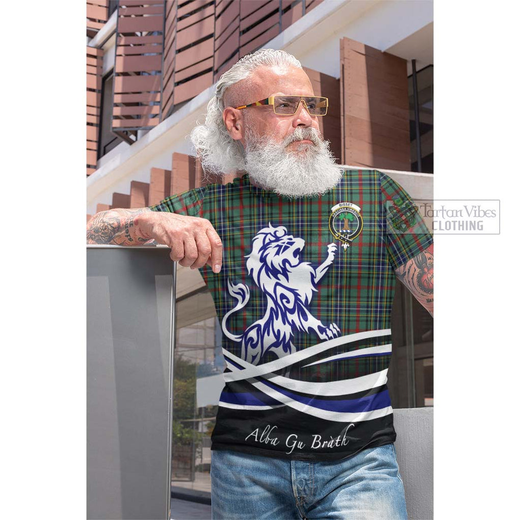 Bisset Tartan Cotton T-shirt with Alba Gu Brath Regal Lion Emblem Men's Shirt - Tartan Vibes Clothing