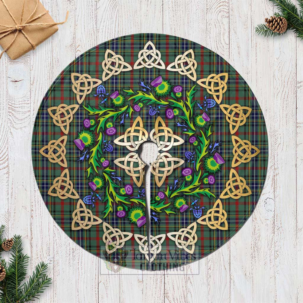 Bisset Tartan Christmas Tree Skirt with Thistle Celtic Knot Style Casual Tree Skirts - Tartan Vibes Clothing