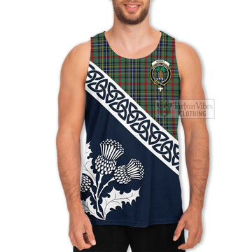 Bisset Tartan Men's Tank Top Featuring Thistle and Scotland Map Men - Tartan Vibes Clothing