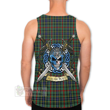 Bisset Tartan Men's Tank Top with Family Crest Celtic Skull Style Men - Tartan Vibes Clothing