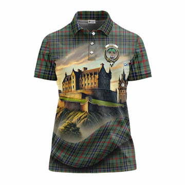 Bisset Tartan Family Crest Women's Polo Shirt with Scottish Ancient Castle Style Women - Tartan Vibes Clothing