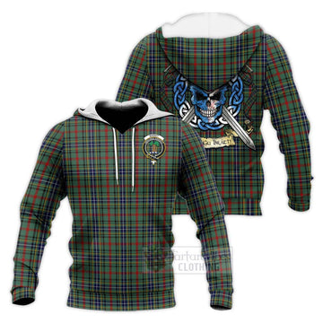 Bisset Tartan Knitted Hoodie with Family Crest Celtic Skull Style Unisex Knitted Pullover Hoodie - Tartan Vibes Clothing