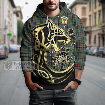 Bisset Tartan Hoodie with Family Crest Celtic Wolf Style Zip Hoodie - Tartan Vibes Clothing