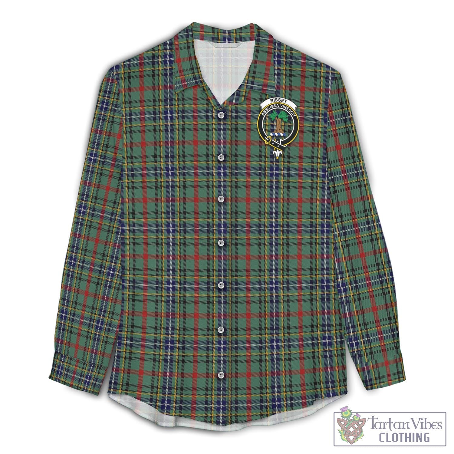 Bisset Tartan Women's Casual Shirt with Family Crest Female - Tartan Vibes Clothing