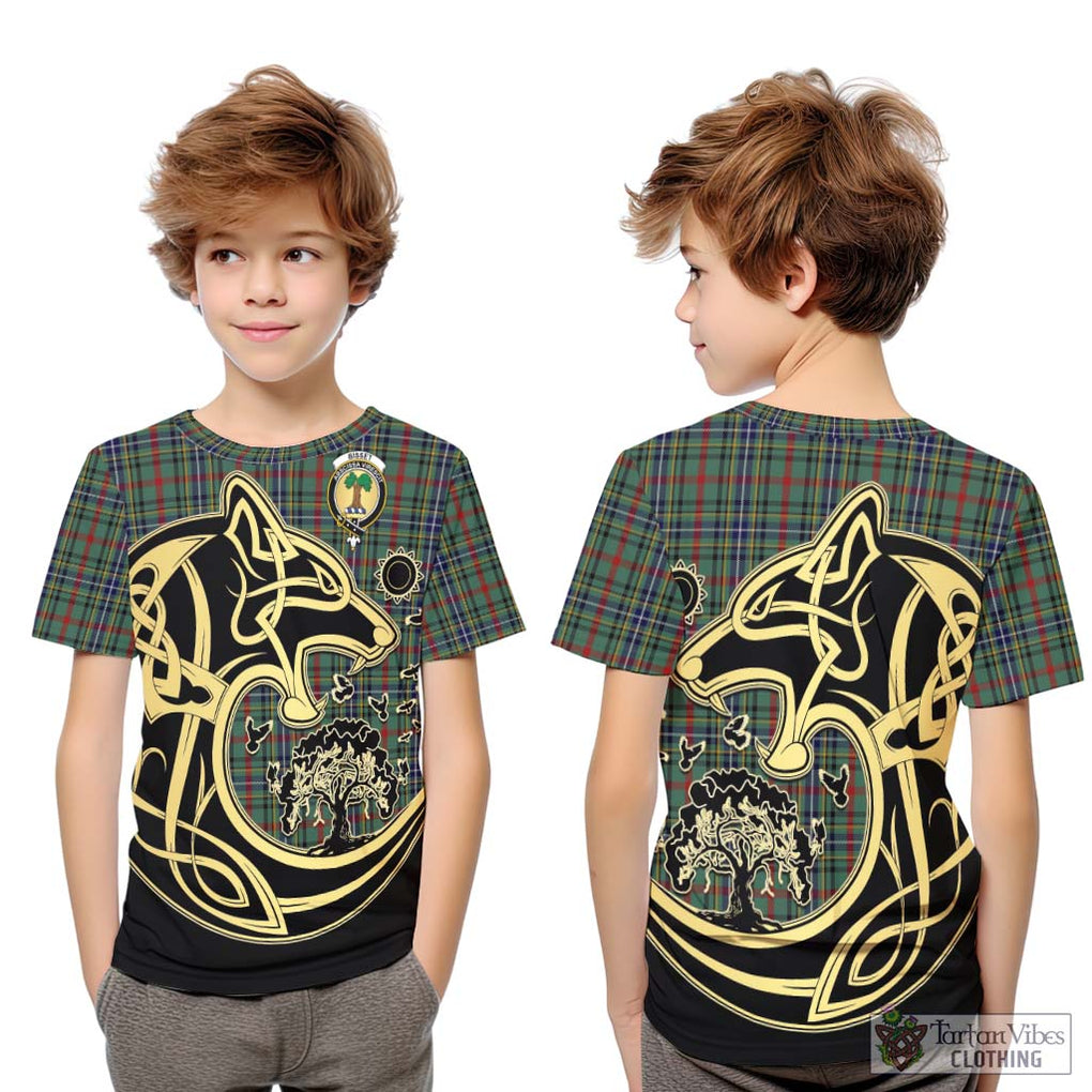 Bisset Tartan Kid T-Shirt with Family Crest Celtic Wolf Style Youth XL Size14 - Tartan Vibes Clothing