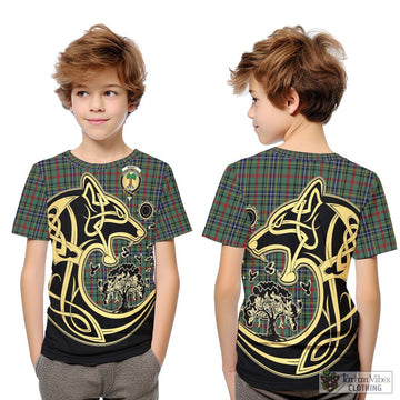 Bisset Tartan Kid T-Shirt with Family Crest Celtic Wolf Style Youth XL Size14 - Tartan Vibes Clothing