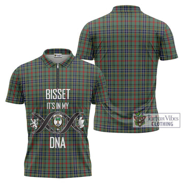 Bisset Tartan Zipper Polo Shirt with Family Crest DNA In Me Style Unisex - Tartan Vibes Clothing
