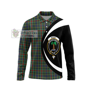 Bisset Tartan Long Sleeve Polo Shirt with Family Crest Circle Style Unisex - Tartan Vibes Clothing