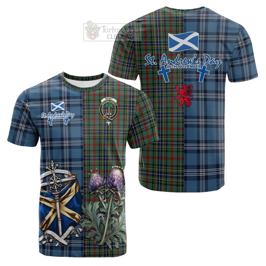 Tartan Vibes Clothing Bisset Tartan Cotton T-shirt Happy St. Andrew's Day Half Tartan Style
