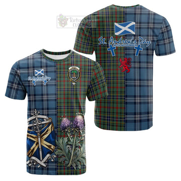 Tartan Vibes Clothing Bisset Tartan Cotton T-shirt Happy St. Andrew's Day Half Tartan Style