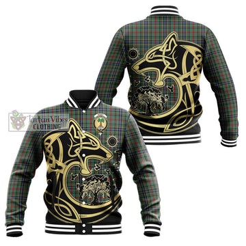 Bisset Tartan Baseball Jacket with Family Crest Celtic Wolf Style Unisex - Tartan Vibes Clothing