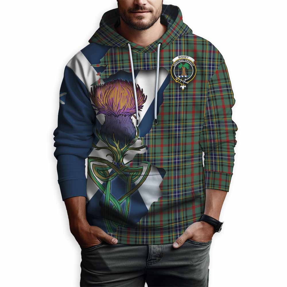 Tartan Vibes Clothing Bisset Tartan Family Crest Hoodie Scottish Thistle Celtic Inspired