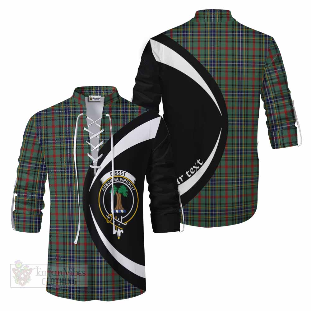 Bisset Tartan Ghillie Kilt Shirt with Family Crest Circle Style Men - Tartan Vibes Clothing