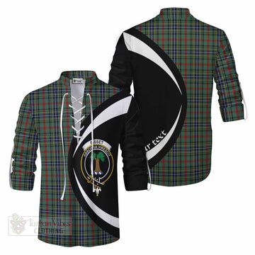 Bisset Tartan Ghillie Kilt Shirt with Family Crest Circle Style Men - Tartan Vibes Clothing