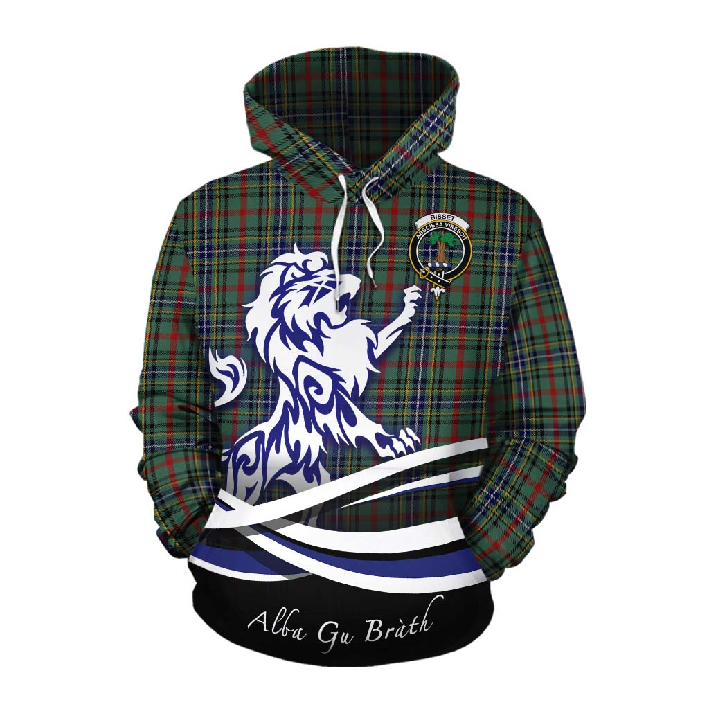 Bisset Tartan Cotton Hoodie with Alba Gu Brath Regal Lion Emblem Pullover Hoodie XS - Tartan Vibes Clothing