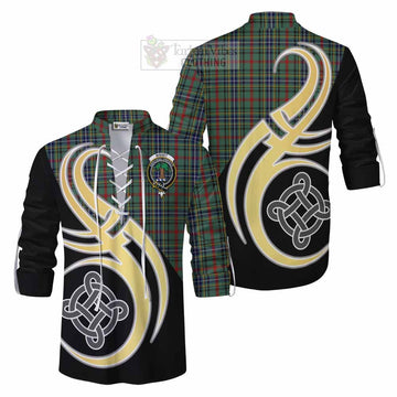 Bisset Tartan Ghillie Kilt Shirt with Family Crest and Celtic Symbol Style Men - Tartan Vibes Clothing