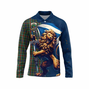 Bisset Tartan Family Crest Long Sleeve Polo Shirt with Scottish Majestic Lion Unisex - Tartan Vibes Clothing