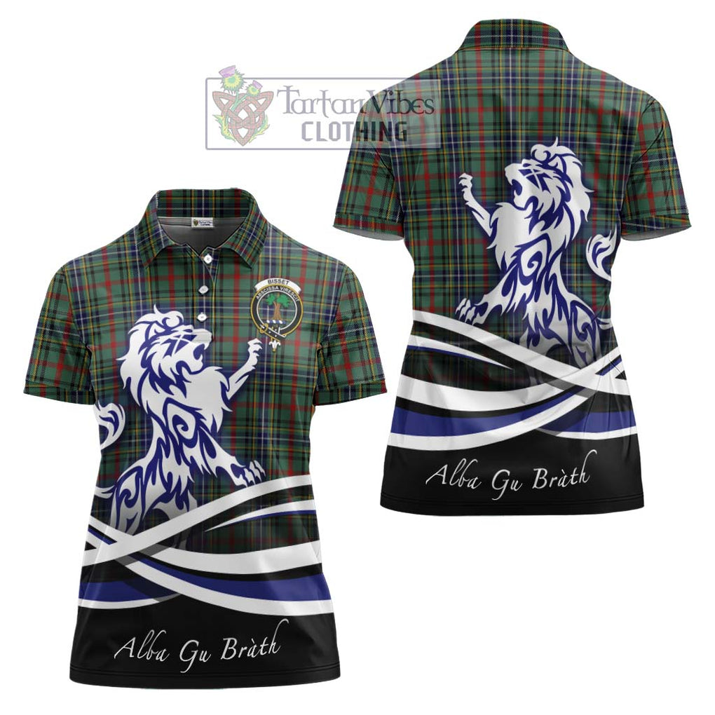 Bisset Tartan Women's Polo Shirt with Alba Gu Brath Regal Lion Emblem Women - Tartan Vibes Clothing