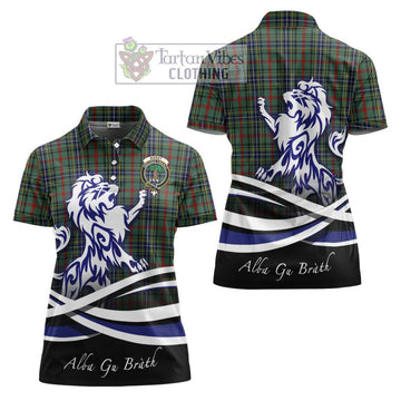 Bisset Tartan Women's Polo Shirt with Alba Gu Brath Regal Lion Emblem Women - Tartan Vibes Clothing