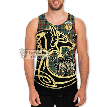 Bisset Tartan Men's Tank Top with Family Crest Celtic Wolf Style Men - Tartan Vibes Clothing