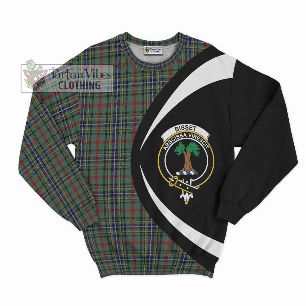 Bisset Tartan Sweatshirt with Family Crest Circle Style Unisex - Tartan Vibes Clothing