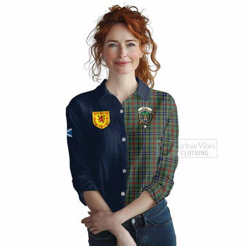Bisset Tartan Women's Casual Shirt Alba with Scottish Lion Royal Arm Half Style Female - Tartan Vibes Clothing