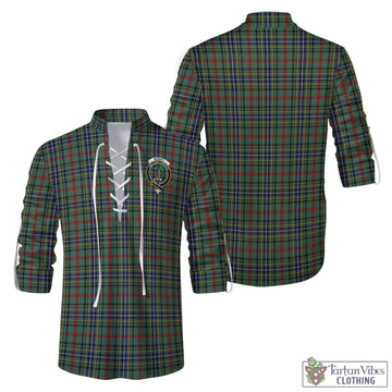 Bisset Tartan Men's Scottish Traditional Jacobite Ghillie Kilt Shirt with Family Crest