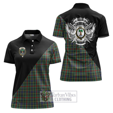 Bisset Tartan Women's Polo Shirt with Family Crest and Military Logo Style Women - Tartan Vibes Clothing