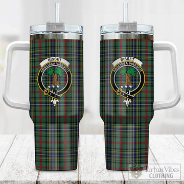 Bisset Tartan Tumbler with Handle with Family Crest One Size 40 OZ - Tartan Vibes Clothing